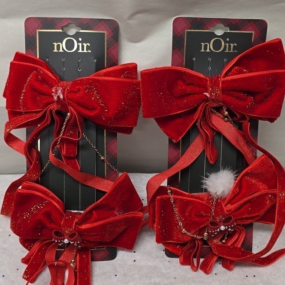 NWT Noir Hair Bows Accessories for CHRISTMAS in Red